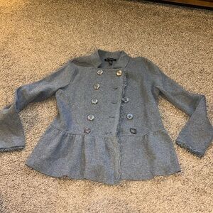 Gorgeous gray double breasted sweater used runs small see measurements